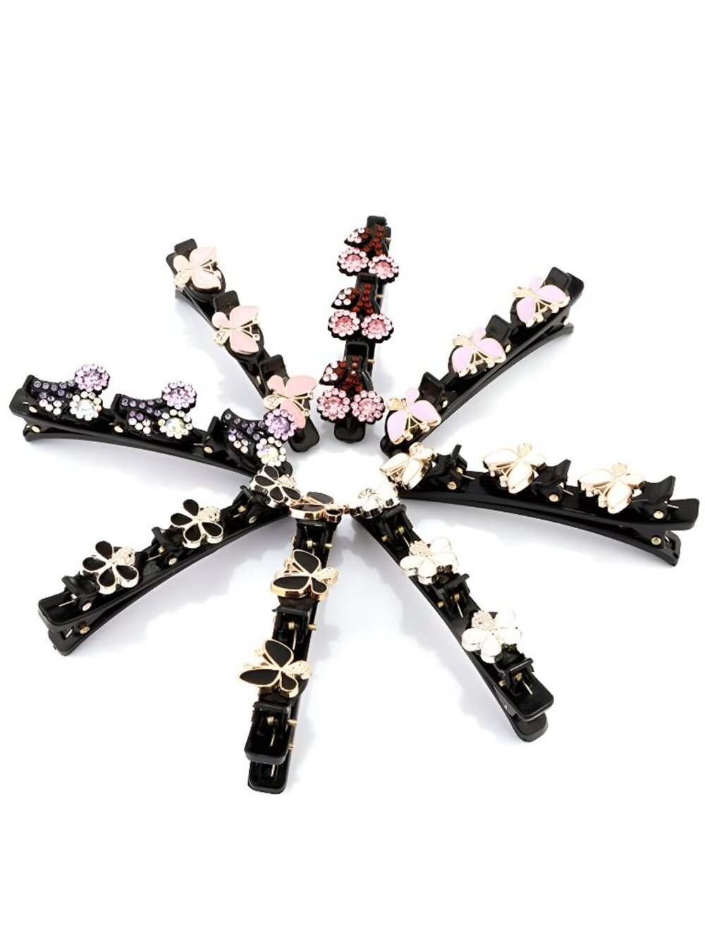 8pcs Sparkling Crystal Stone Braided Hair Clips for women